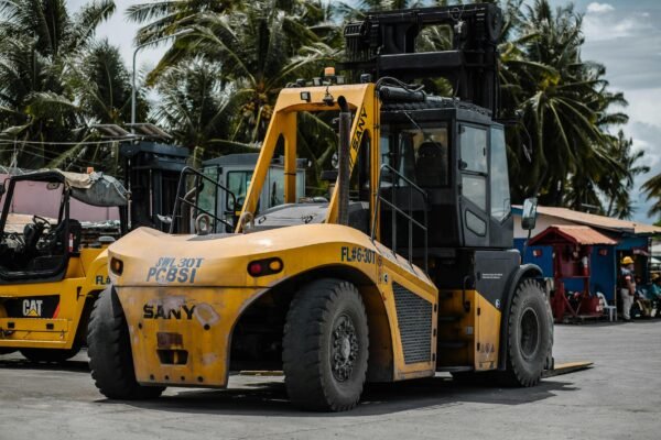 Working With Forklift In Construction Field Loader