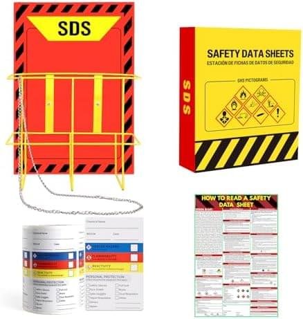 MSDS SDS Binder and Wall Station - Yellow Heavy Duty 3 Inch Mater...