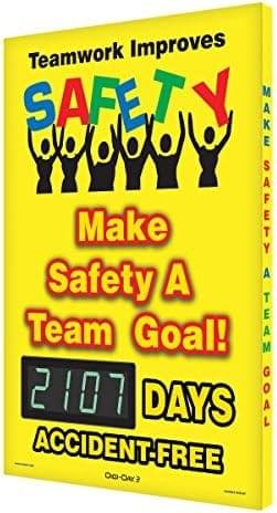 Accuform SCK107 Aluminum Digi-Day Electronic Safety Scoreboard, "...